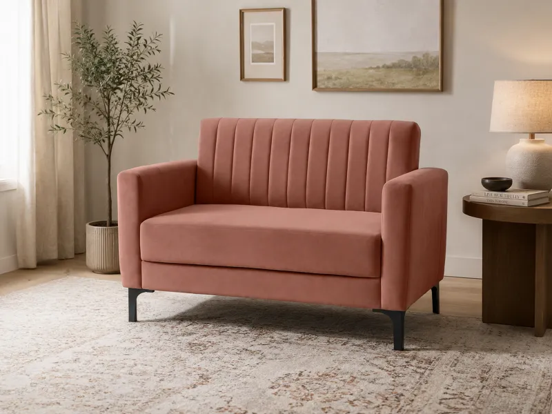 Tulip Upholstered 2 Seater Sofa in Rusty Rubby Color